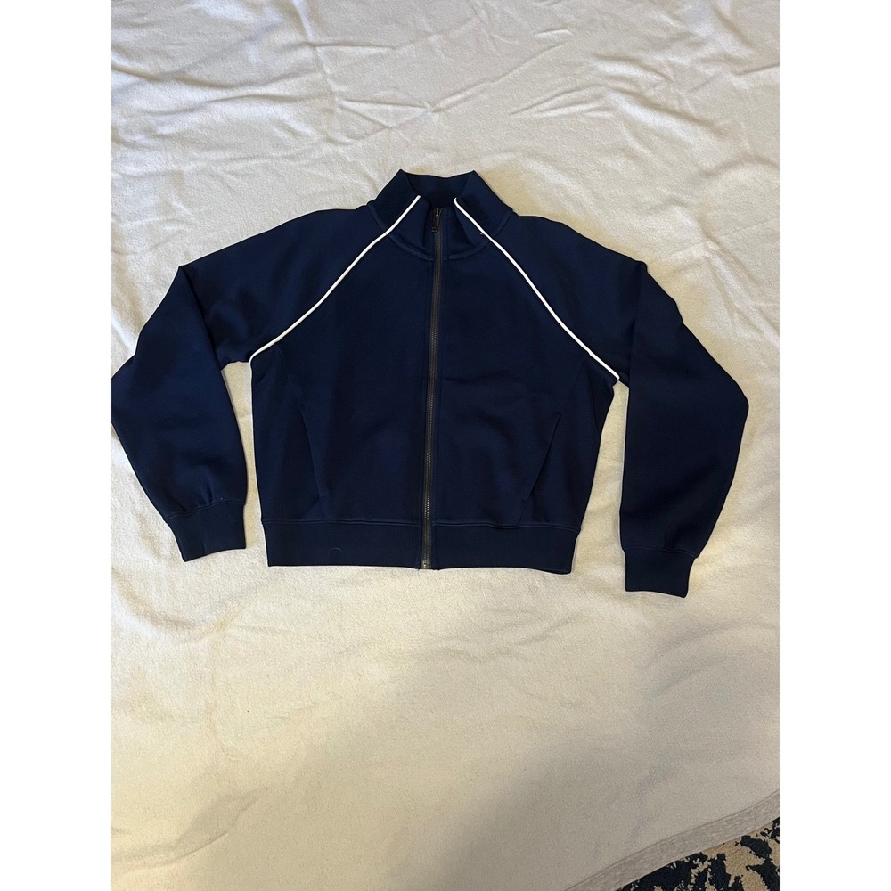 NWT Spanx AirPique Jacket Womens S Navy Travel Essentials Full Zip Athleisure - Picture 4 of 10